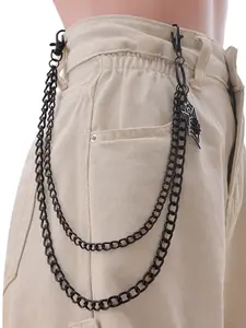 Vintage Waist Chain Trendy Dark Spider Web Pendant Dual Layer Metal Belt Buckle, Unisex Fashion Accessory, Versatile and Stylish