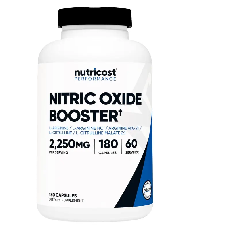 Nutricost Nitric Oxide Booster 2250mg, 180 Capsules, Gluten Free | 750mg Per Casule, 60 Servings, GMO-Free