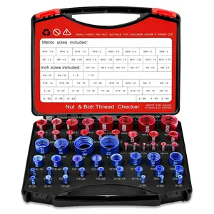 50 count Thread Checker Kit - SAE & Metric Bolt Thread Checker, Nut & Bolt Size Finder Tool (27 SAE + 23 Metric) - Thread Gauge for  Identifying Screw, Nut, and Bolt Sizes