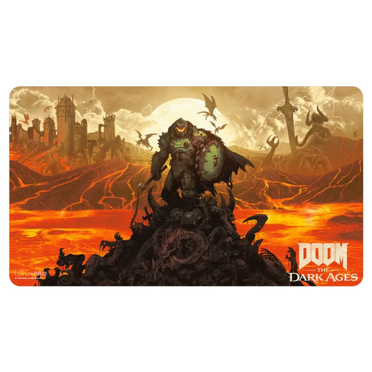 Ultra Pro ULP16617 Doom - The Dark Ages Wrath Fabric Gaming Mouse Pad, Dark Theme, 24x13.5" Oversize Mat, Artwork Print, 0.65 lbs, Ideal for Gamers & Card Protection Enthusiasts