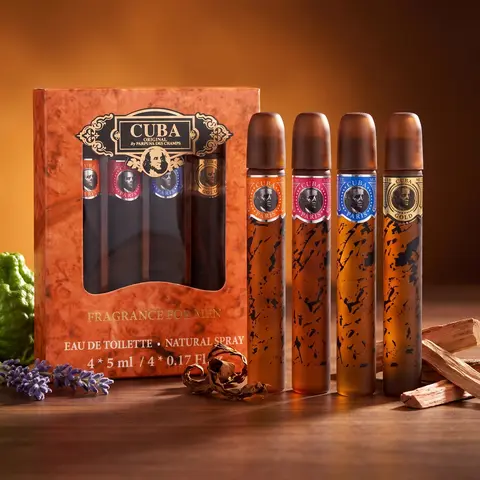 Cuba 4-Pc Mini EDT Set for Men – Gold, Red, Blue & Orange (5ml Each)