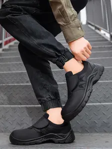 Men's Casual Lace Up Low Top Work Safety Shoes, Lightweight Breathable Comfortable Anti-smash and Anti-puncture Shoes, Fashionable Shoes for Daily Wear, Boy