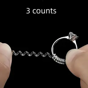 Transparent Coil Adjusters, 3 Counts/set Fashionable Ring Adjusters for Women & Men Transparent Coil Adjusters, 3 Counts/set Fashionable Ring Adjusters for Women & Men
