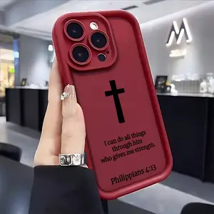 Stylish Minimalist Cross Christian Case for iPhone 17 Air 16 15 14 Pro Max 13 12 11 XR XS Plus Shockproof Full Camera Protection Durable slim Silicone Cover