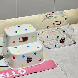 Anti-Slip Dual-Layer Transparent Footrest Stool, Home Baby Washstand Step Ladder, Kids Toilet Training Aid