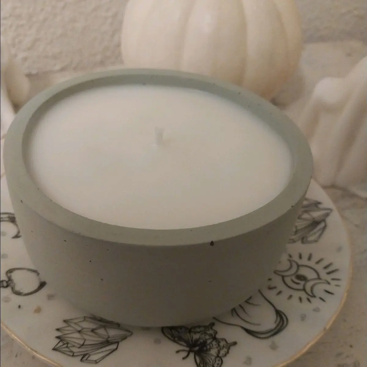 Matcha Lemonade Honey Organic Soy Candle in Handmade Cement Vessel