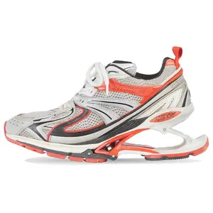 Balenciaga X-Pander Mesh Low-Top Sneakers for Men in Gray-Orange Distressed Finish