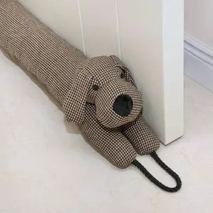 Door Draft Stopper Decorative Wind Stopper 36 inch for Door & Window, Weighted Animal Air Draft Stopper for Bottom of Door with Loops - Brown Dog