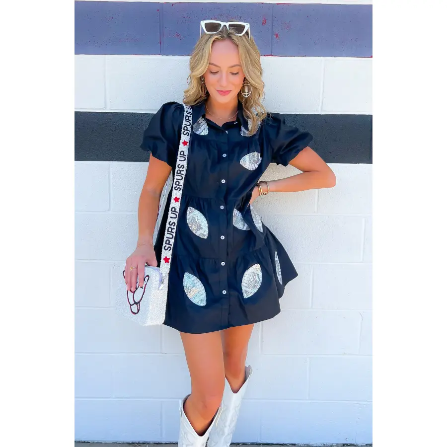 Black Sequin Football Dress - TikTok Shop