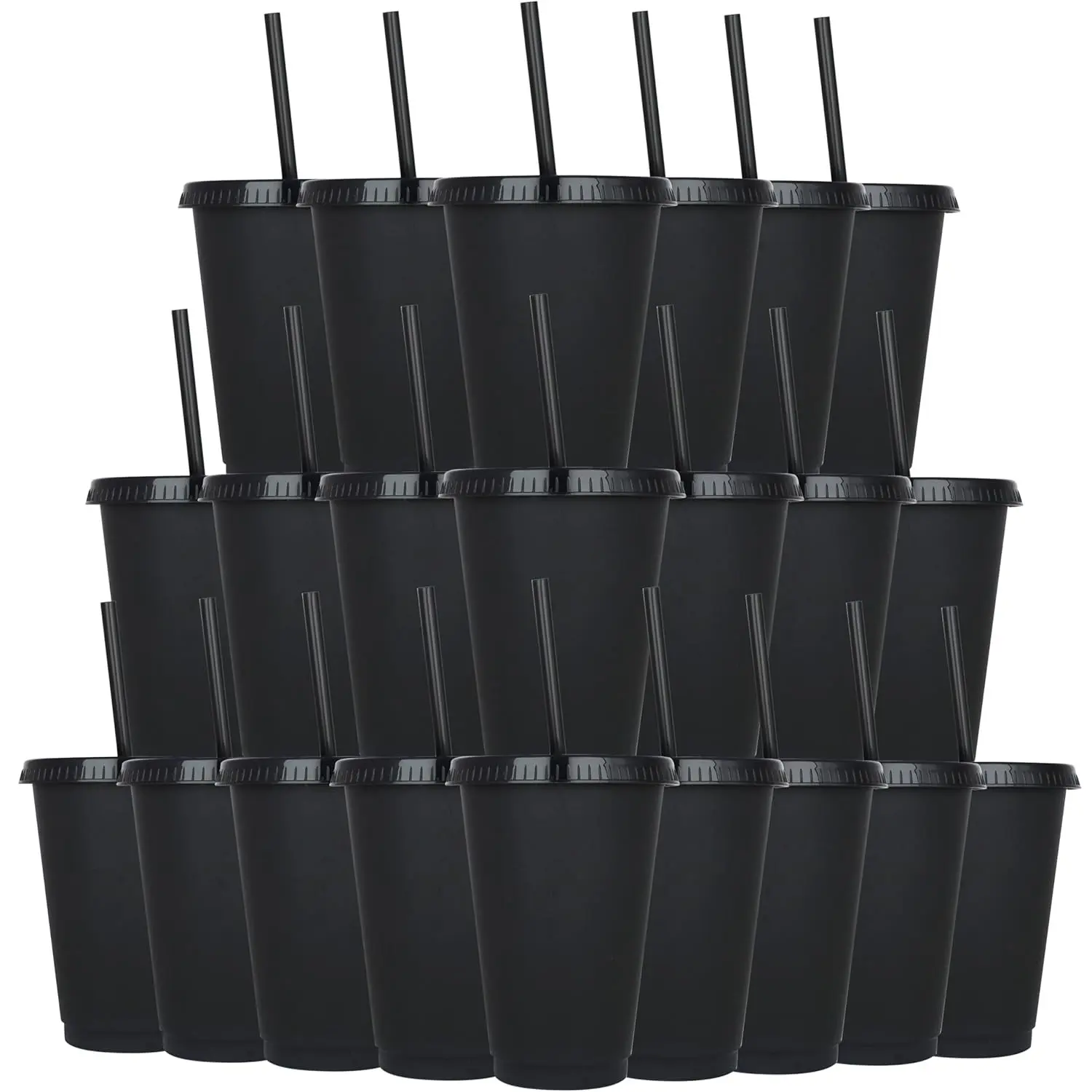24 Pack Tumbler with Straw and Lid Bulk Water Bottle Iced Coffee Travel Mug  Cup Reusable Plastic Cups for Party Birthdays 24 oz - TikTok Shop