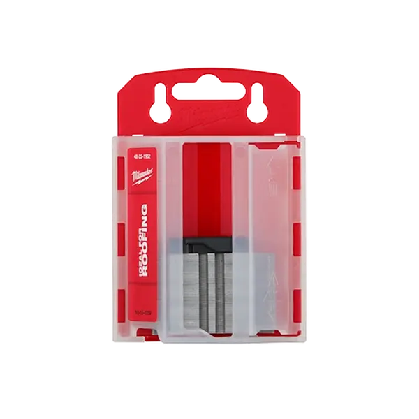 Milwaukee Steel Hook Utility Knife Blades - Standard Size, 50-PC Pack with Dispenser for Roofing, Insulation Materials