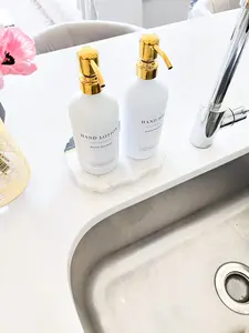 Two Tone Marble Soap Dispenser Tray/ Trivet