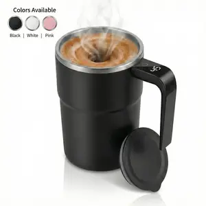 GMOX Smart Self-Mixing Stainless Tumbler, Cordless Automatic Stirring Coffee Cup with LED Temp Display, Portable Sturdy Beverage Drinkware, Aesthetic Office Desk Gadget Gift