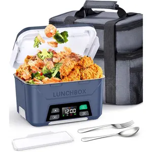 Rechargeable Heated Lunch Box for Men, 1.3L Cordless Electric Lunch Box for Adults with  Scheduled Heating, Portable  Warmer with Complete Accessories