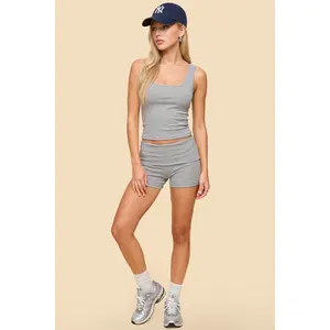 Audrea Ribbed Foldover Biker Shorts