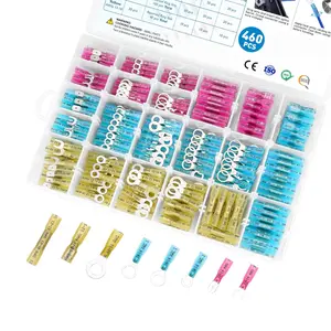 460Pcs Heat Shrink Wire Connectors, Waterproof Automotive Marine Electrical Terminals Kit, Crimp Connector Assortment, Ring Fork Spade Butt Splices, Terminal Plug Kit