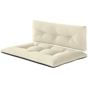 2-Seater Outdoor Pallet Cushions – 3.9in Thick Tufted Replacement Pads, Cream White