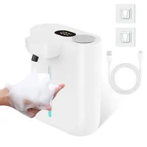 Automatic Foaming Soap Dispenser with LED Power Display 500ml Large Capacity 9 Adjustable Foam Settings USB Rechargeable Touchless for Kitchen Bathroom Hand Light Minimalist Wall Mount