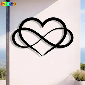 1pc Romantic Heart & Infinity Symbol Metal Wall Art, Romantic Heart & Infinity Symbol Statue Mural, Iron Craft, Perfect for Bedroom, Boudoir, Love Alcove Decor, Artistic Metalwork, Silhouette Wall Decor, Valentine's Decor, Ideal Gift for Love Enthusiasts