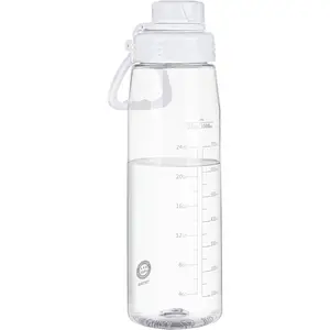 Water Bottle 32oz, clear water bottle with Chug Lid and Carry Handle, , Tritan, , Hiking Water Bottle Suitable for Travel, Outdoors, Gym, Travel, Home, School (Clear)