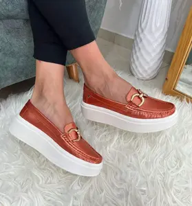 Metallic Coral Women Leather Loafers