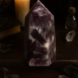 Lepidolite Mini Tower 37.11g Calming Anxiety Relief Peace Magic Hand Polished Pointed Tower for Altar Work Spellcasting Meditation and Bedroom Protection