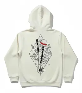 One Piece Inspired Sword Hoodie – Minimalist Anime Graphic Sweatshirt, Straw Hat Pirate Style, Unisex Manga Fan Streetwear Pullover Casual