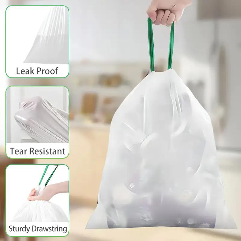 160-Count 13gal Boxed Pull-Out Trash Bags, Leak-Proof Puncture-Resistant with Convenient-to-Take Drawstrings for Kitchen Use