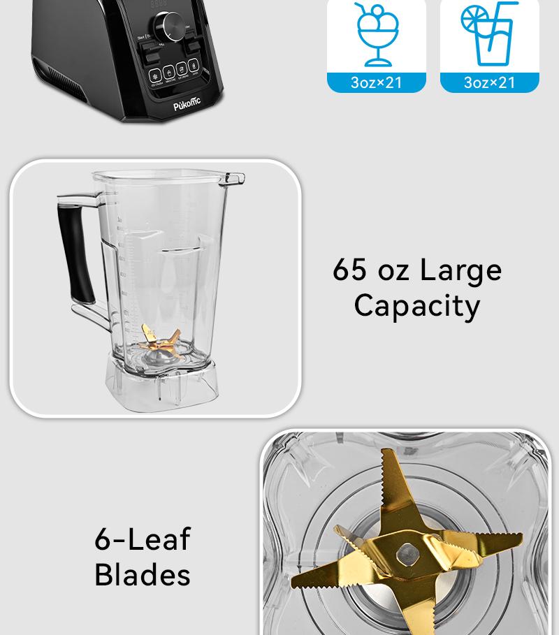 Pukomc Professional 1200W Blender – 9 Speed Settings + Pulse – Ice Crushing, Smoothies, Juicing – 65oz Capacity Pukomc Professional 1200W Blender – 9 Speed Settings + Pulse – Ice Crushing, Smoothies, Juicing – 65oz Capacity