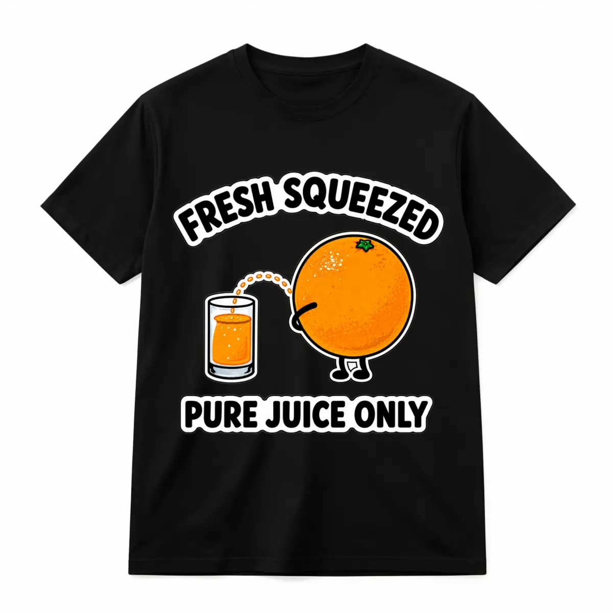 Cotton Oversized T-Shirt, Unisex Graphic Print Tee Featuring Fresh Squeezed Pure Juice Only Orange Design, Funny Meme T-Shirt for Casual Summer Outfits