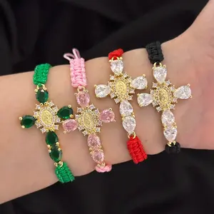 Adjustable Thread Handmade Cross Bracelet 6.5”+ with Gold Plating Pendant cool jewelry bracelets