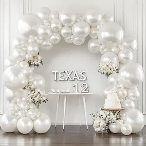 White Balloons Arch Kit, Double Stuffed White Balloon Arch Kit Different Sizes 18/12/10/5inch White Latex Balloons for Wedding Bridal Anniversary Birthday Party Decoration
