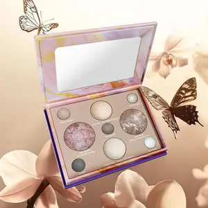 BOTAGUS 9-in-1 Baked Face Palette - Baked Blush Bronzer 2 Highlighters 5 Eyeshadows No Caking Creasing Long Lasting Blendable Beginner Friendly Travel Makeup Palette for Full Face Glow