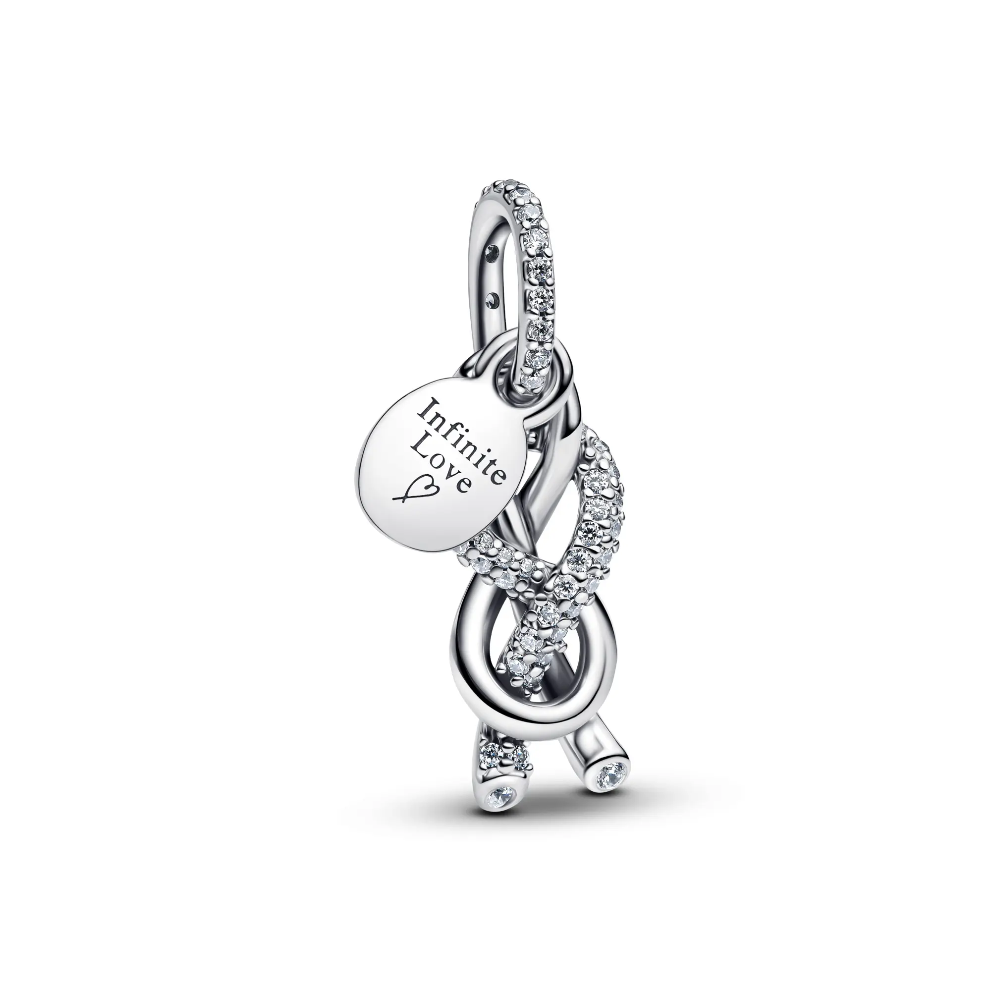 Pandora Pave Infinity Knot Dangle Charm 793780C01, Style Charms & Pendants, Bail, Infinity Knot Symbol, No Warning Applicable, Sparkle Stones