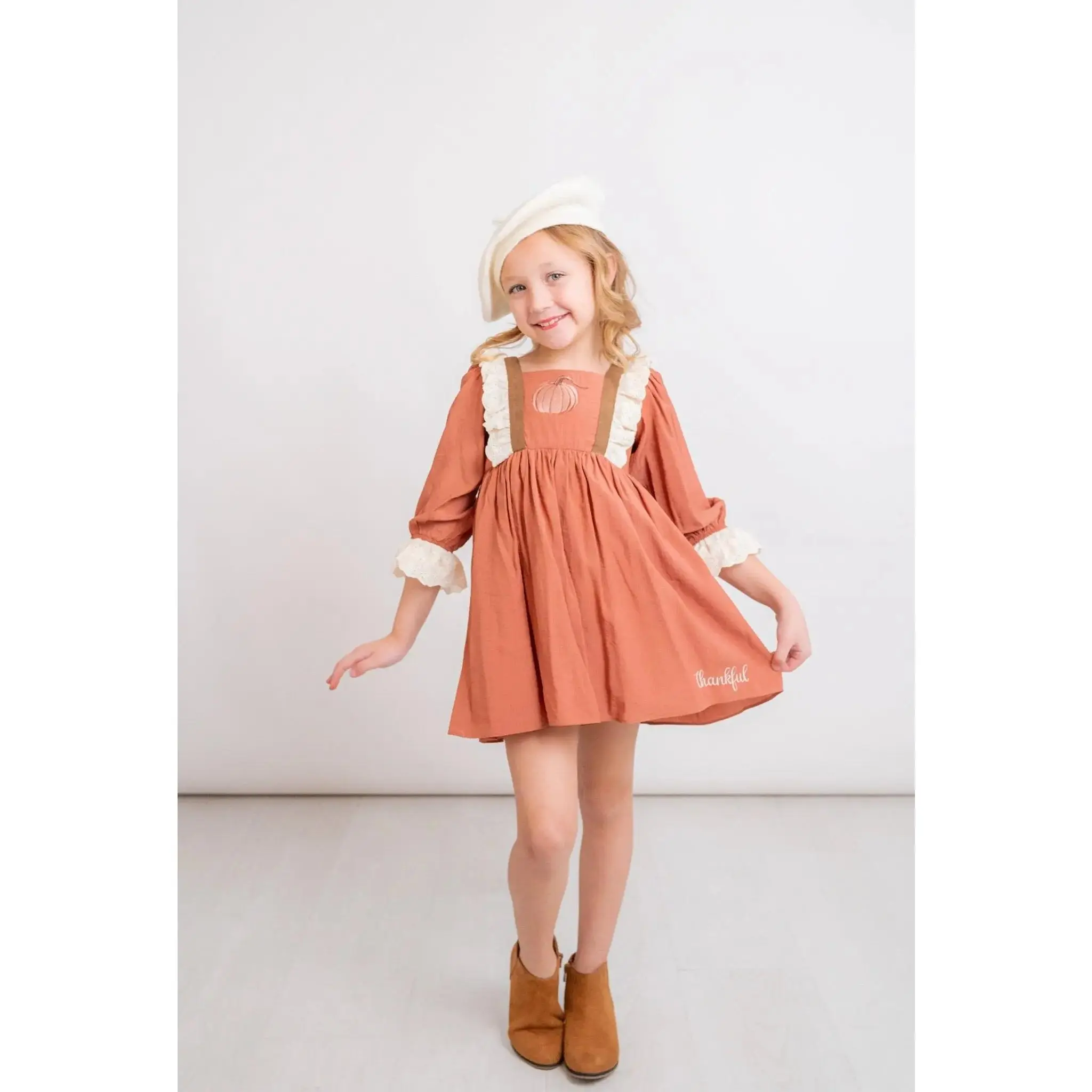 Pumpkin Patch Rust Embroidered Dress