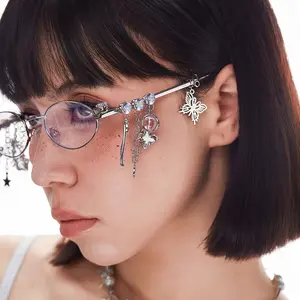 2025 New Women's Oval Rhinestone Star Glasses - Sparkling -Accented Metal Frame, Lightweight Decorative Eyewear for Parties, Fashion Shows & Special Occasions, Fashion Glasses