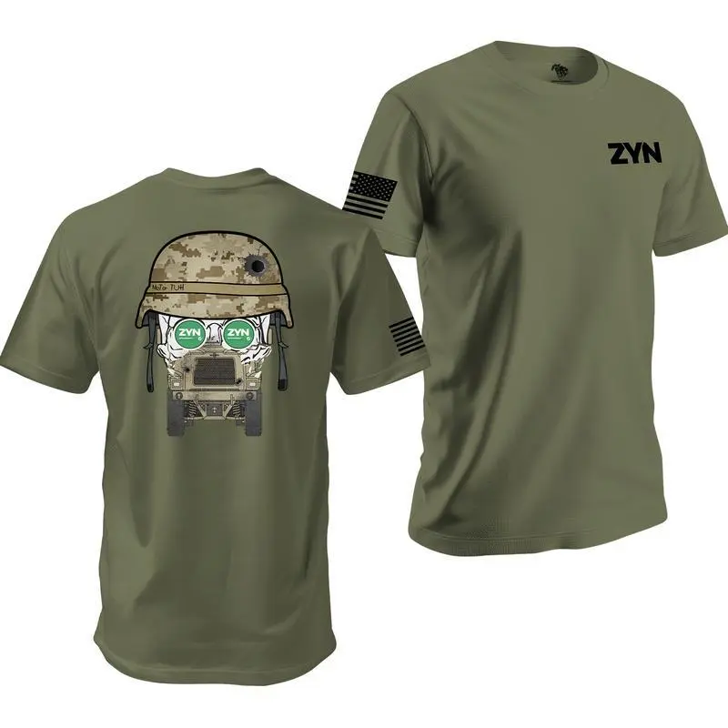 Zyn USMC Motor T Skull T-Shirt, Zyn Flavors Military MOS Tee, Classic Crewneck Cotton, Casual Streetwear Top, Tropical Round Neck T-Shirt