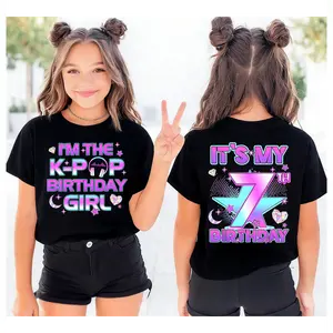 100% Cotton Custom Age 'I'M THE KPOP BIRTHDAY GIRL' T-Shirt for Youth Adults, 2Side Printing Personalized Graphic Birthday Party Outfit, Birthday Girls Gift