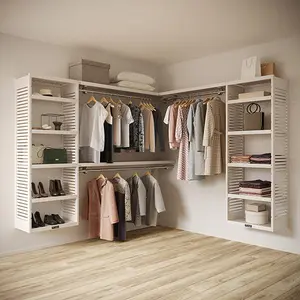 8' x 6' Solid Wood L Shaped Walk-in Closet Organizer
