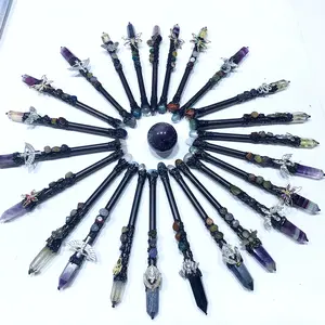 harry potter magic wand resin handle and crystal point  2pcs onse set