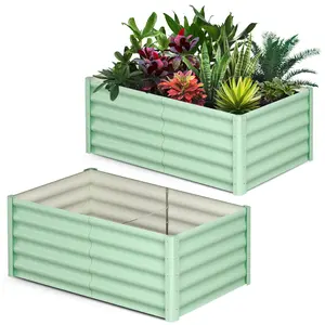 2-Pack Galvanized Steel Raised Garden Bed Kits - Large Outdoor Planters, Open Base, Durable Metal for Vegetables, Flowers, Herbs
