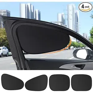 4PCS Car Window Shade Automobile Sunshade Static Suction 99% Sun-Blocking Rate Front & Rear Foldable UPF 50+ UV Protection