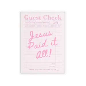 Jesus Paid It All Kiss-Cut Sticker | Pink Guest Check Faith Sticker