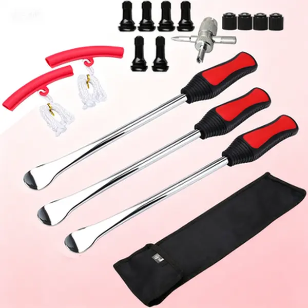 Heavy Duty Tire Spoon Lever Set for Dirt Bike Lawn Mower Motorcycle Tire Changing Tools with Stable Bag 3 Tire Irons 2 Rim Protectors 1 Valve Stems Set Reusable Plug Repair Kit TR412 TR413