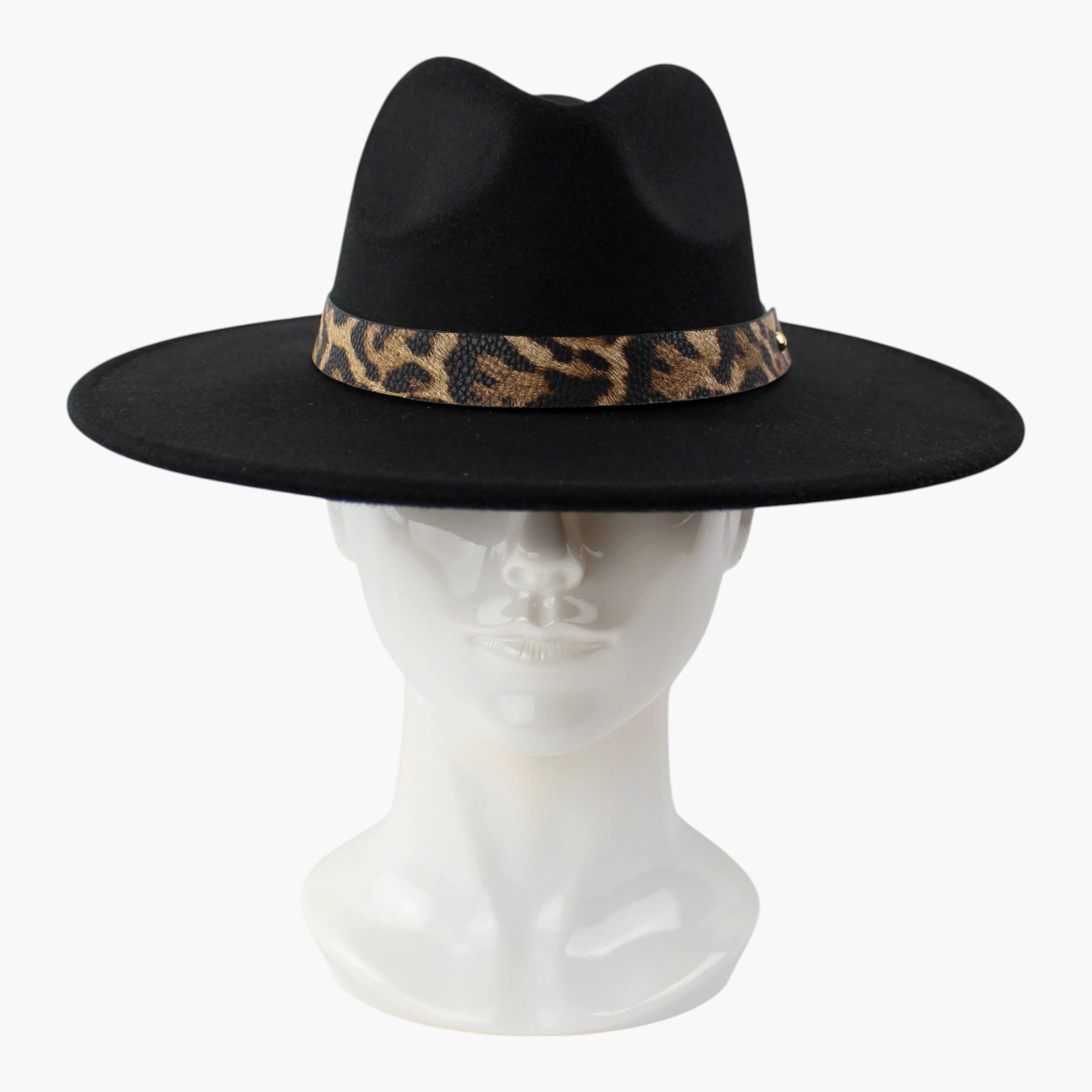 PERITIK Unisex Leopard Print Narrow Strap Felt Fedora - Pinch-Front Crown, Adjustable Fit, for Casual Wear | Hats
