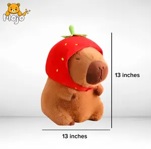 Capybara Strawberry Plush Toy, 1 Count Cute Capybara Stuffed Animal, Soft & Comfy Plush Toy, Soft Stuffed Animals, Soft Adorable Stuffed Animal Design with PP Cotton Filling, Fun Accessory for Games and Decoration, Home Sofa & Bed Decoration,