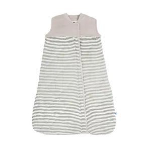 Cotton Muslin Quilted Sleep Bag - Grey Stripe