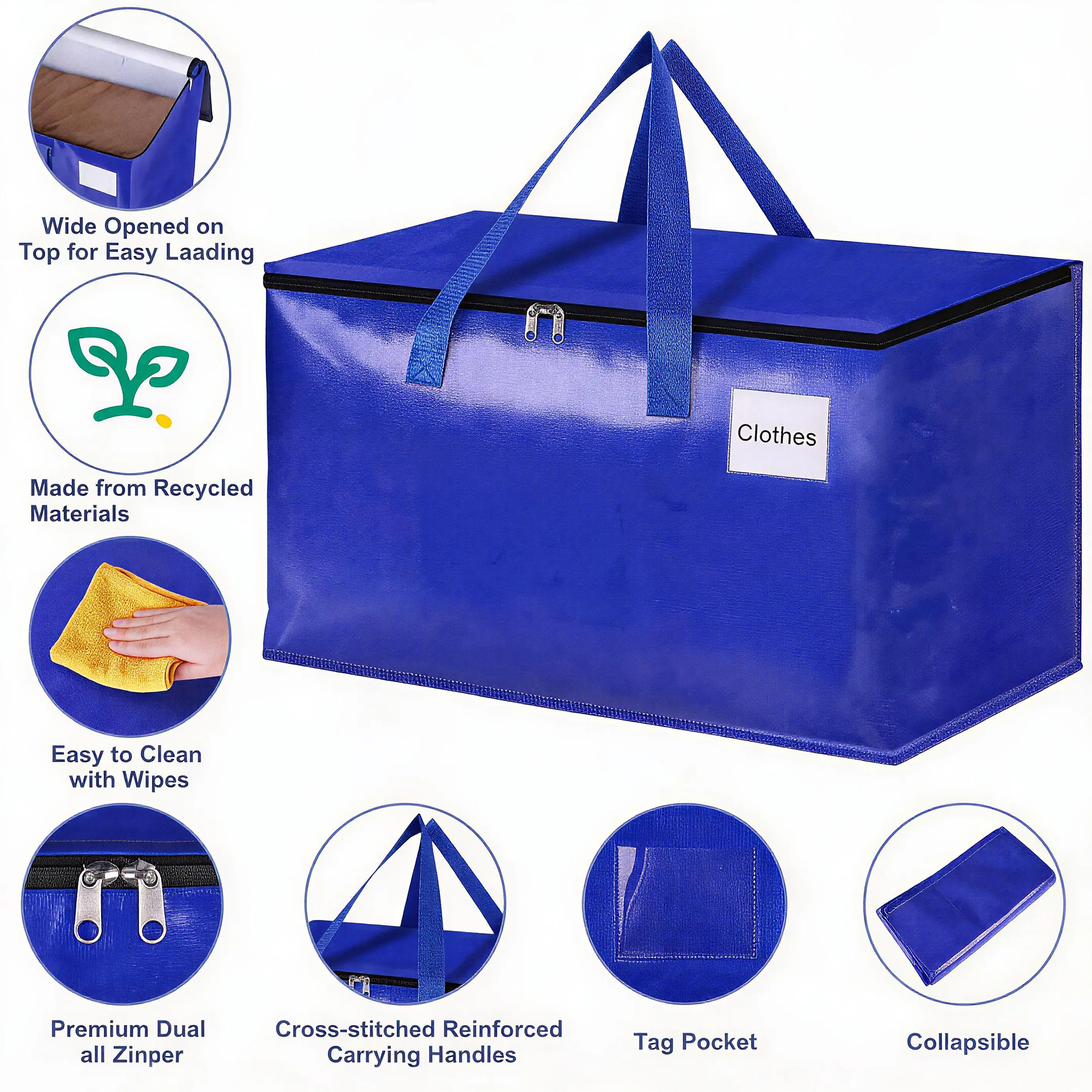 3/6 Pack Clear Heavy Duty Zipper Storage Bags, Large Waterproof Moving Totes with Reinforced Handles & Label Pocket, Foldable Clothes Organizer for Closet, Dorm, Garage, Travel, Camping, Ideal for Clothing, Bedding, Quilts, Toys & Household Sundries