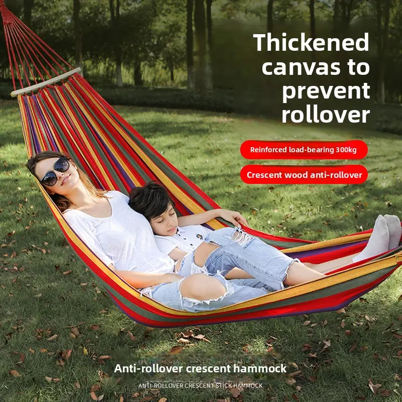 2-Person Outdoor Anti-Rollover Hammock, Folding Portable Suspension Swing Hanging Hammock Camping Equipment for Balcony Home Use, 2-Person Hammock Hammocks, Folding Portable Hammocks