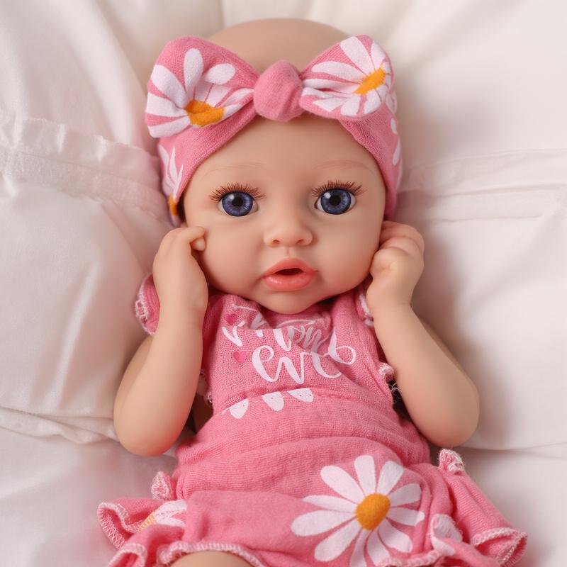 BABESIDE Lifelike Realistic Silicone skin tone Baby Doll Girl 12/16 Inch Reborn Doll with Painted Hair Perfect Companion for Children Parents & Collectors